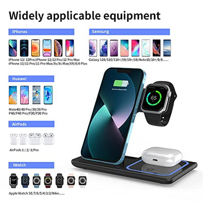 RUI MAI LAI 3 in 1 Wireless Charger Station for iPhone, iWatch, AirPods - Charges iPhone 13/12/11 Pro/Pro Max, iWatch 7/6/SE/5/4/3/2, AirPods 3/2/Pro