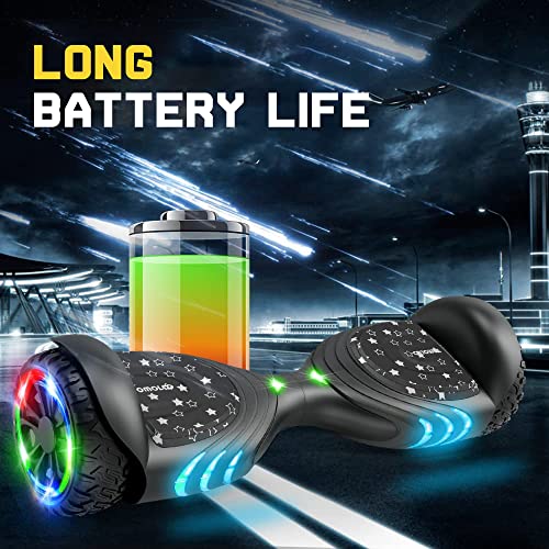 TOMOLOO Hoverboards for Kids Ages 6-12, 6.5" Two-Wheel All Terrain Off Road Hoverboard for Adults Hover Board All Terrain Bluetooth and LED with Music Speaker- colorful RGB light
