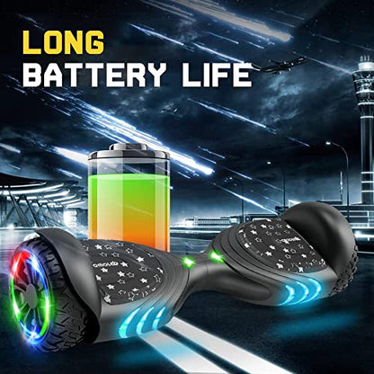 TOMOLOO Hoverboards for Kids Ages 6-12, 6.5" Two-Wheel All Terrain Off Road Hoverboard for Adults Hover Board All Terrain Bluetooth and LED with Music Speaker- colorful RGB light
