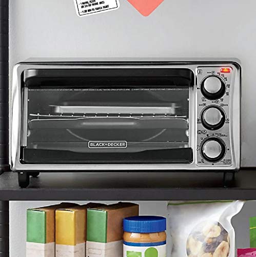 BLACK+DECKER 4-Slice Toaster Oven, Even Toast Technology, Fits a 9" Pizza, Black