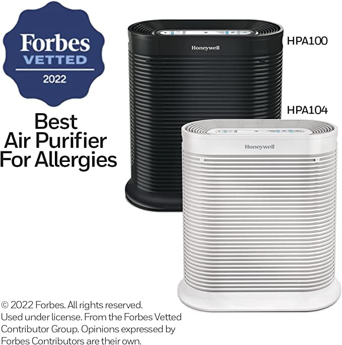 Honeywell HPA104 HEPA Air Purifier for Medium Rooms - Microscopic Airborne Allergen+ Reducer, Cleans Up To 750 Sq Ft in 1 Hour - Wildfire/Smoke, Pollen, Pet Dander, and Dust Air Purifier – White