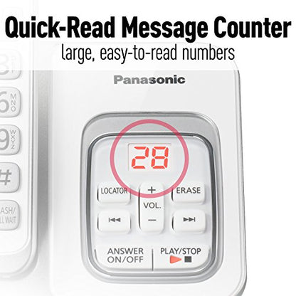 Panasonic Expandable Cordless Phone System with Answering Machine and Call Block - 3 Cordless Handsets - KX-TGD533W (White/Silver)