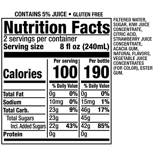 Snapple Kiwi Strawberry Juice Drink, 16 fl oz recycled plastic bottle, Pack of 12