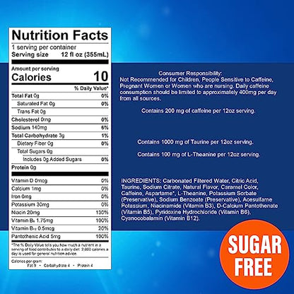 KOYACH Energy Drink, Caffeine Performance Fuel Beverage for Mental and Pre-Workout Physical Energy Boost, No Artificial Colors - 12 Fl Oz, 12 Cans (Sugar Free)