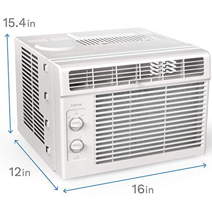 hOmeLabs Window Air Conditioner 5000 BTU - Easy Mechanical Control Compact AC Unit with Washable Reusable Filter, 2 Cooling Speeds, 2 Fan Speeds - Ideal for Bedroom and Rooms up to 150 Sq. Ft.