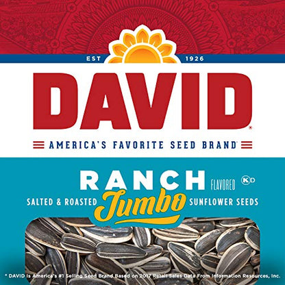 DAVID SEEDS Roasted and Salted Ranch Jumbo Sunflower Seeds, 5.25 oz (Pack of 2)