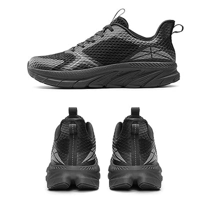 ALLSWIFIT Men's Running Shoes Breathable Lightweight Jogging Walking Sneakers for All-Day Wear All Black Size 9 SARR009M