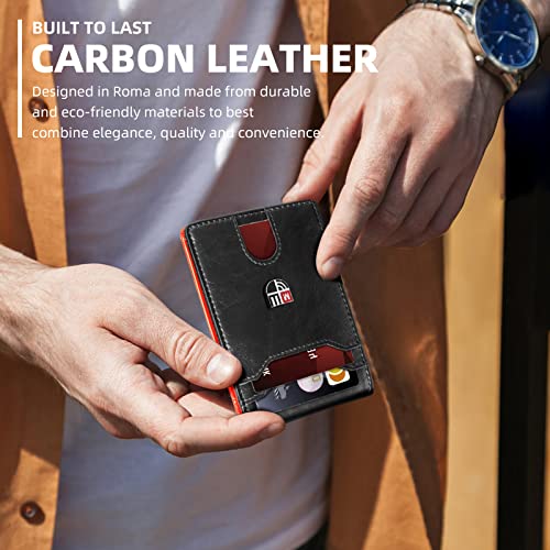 Slim Minimalist Front Pocket Rfid Blocking Leather Wallet |Front Pocket Wallets For Men Slim Minimalist | Thin Mens Bifold Wallet with Money Clip | 12 Card Holders Slots with ID Window | Gift Choice