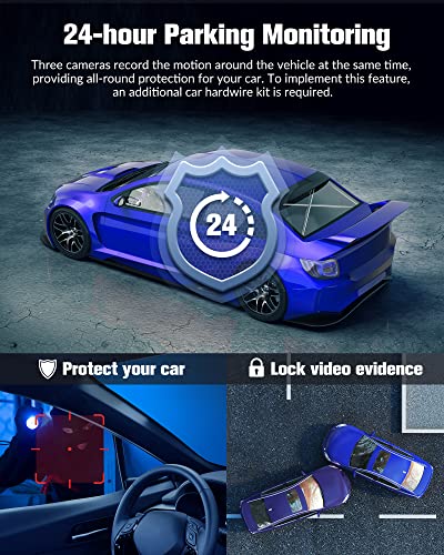 Dash Cam Front and Rear Inside, 4K/2.5K Full HD Dash Camera for Cars with Free 32GB SD Card,Built-in Super Night Vision,170°Wide Angle,WDR, Loop Recording, 24H Parking Mode