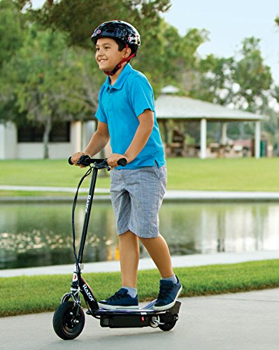 Razor E100 Glow Electric Scooter for Kids Age 8+, LED Light-Up Deck, 8" Air-filled Front Tire, Up to 40 Minutes Continuous Ride Time