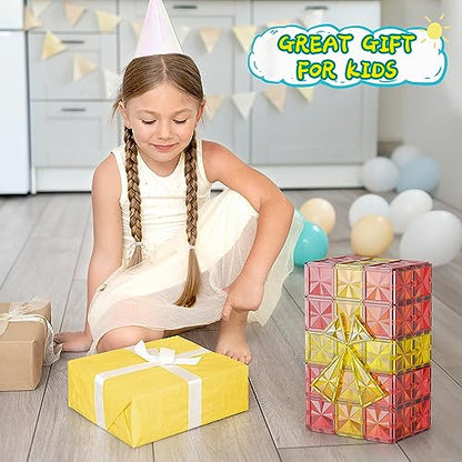 102PCS Diamond Magnetic Tiles Kids Games Toys, STEM Magnet Toys for Toddlers, Magnetic Building Blocks for Kids Age 3-5 4-8 8-12, Preschool Learning Montessori Sensory Toys for 3+ Year Old Boys Girls
