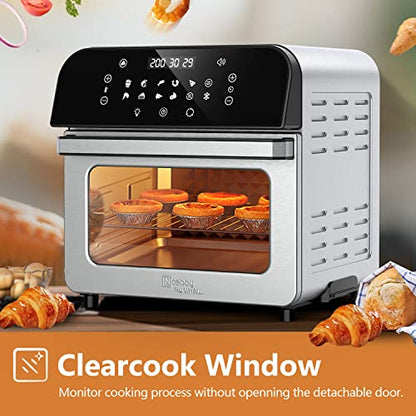 whall Air Fryer Oven,12QT 12-in-1 Air Fryer Convection Oven,Rotisserie,Roast,Bake,Dehydrate,12 Cooking Presets,Digital Touchscreen,Stainless Steel,with Accessories&Recipes