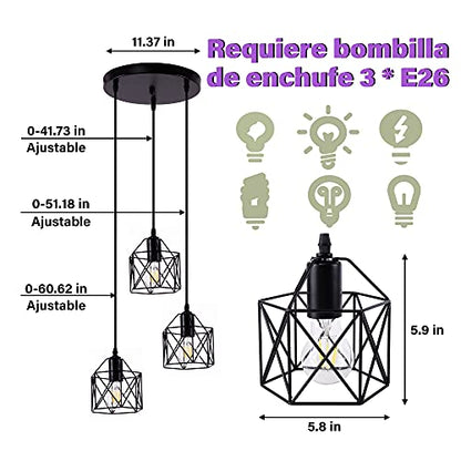 DuMaiWay Pendant Light, Black Industrial Farmhouse Metal Hanging Lights Fixture Ceiling Lamp, Dining Room Light for Barn Restaurant Foyer Bar Hallway Kitchen Island E26