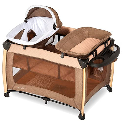 Dream On Me Princeton Deluxe Nap N Pack 3-in-1 Convertible Playard, Changer and Bassinet, Lightweight and Portable Baby Playard, Breathable Mesh, Easy to Carry Travel Playard
