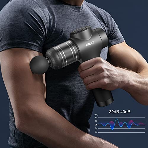 RAEMAO EM22 Massage Gun Deep Tissue Handheld Electric Muscle Massager Percussion Massage Gun for Athletes, Dark Gray