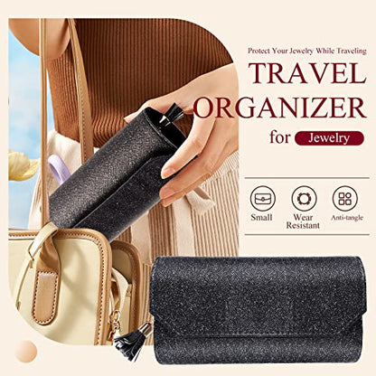 Pretty Comy Jewelry Boxes for Women, Small Travel Jewelry Organizer, 2 Layers Large Jewelry Organizer, PU Leather Display Jewellery Holder with Removable Tray for Necklace Earrings Rings Bracelets…