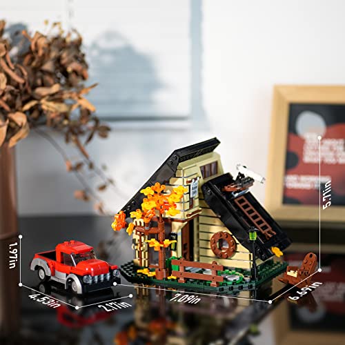 ENJBRICK A-Frame Cabin Building Set Compatible with Lego Architecture for Adutls, Friends Autumn House for Girls 8-14 Years Up 696pcs