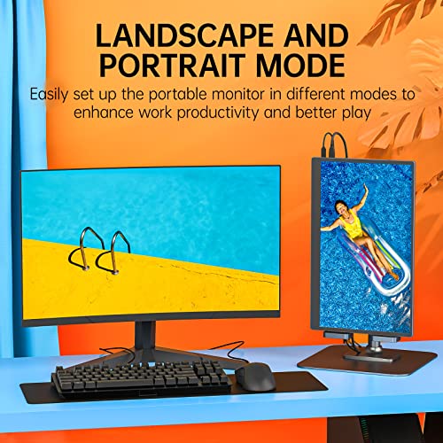 Upperizon Portable Monitor 15.6 Inch 1080P IPS Travel Monitor with Speaker Mini HDMI Dual USB-C Portable Monitor for Laptop MacBook PC Surface Xbox Switch PS5 with Cover