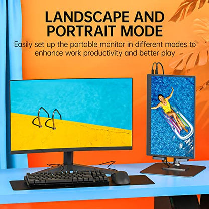 Upperizon Portable Monitor 15.6 Inch 1080P IPS Travel Monitor with Speaker Mini HDMI Dual USB-C Portable Monitor for Laptop MacBook PC Surface Xbox Switch PS5 with Cover