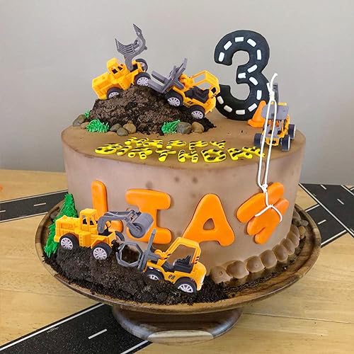 3 otters 12PCS Mini Construction Vehicles, Pull Back Engineering Vehicles Construction Trucks for Kids Birthday Bag Stuffers Cake Topper Valentine Classroom Exchange Gifts