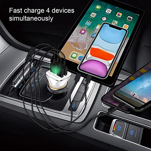 Car Charger Adapter, QC 3.0 USB car Charger, 4-Port Multi 9.6 Amp 48W Fast Car Charger Compatible with iPhone 14/13/12/11 Pro Max, Samsung Galaxy S22 Note20, LG, Pixel [2PACK].