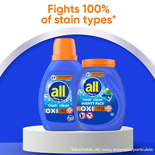 Add 3 To Your Cart! all Laundry Detergent Pacs, Fresh Clean Oxi plus Odor Lifter, 180 Count (packaging may vary)