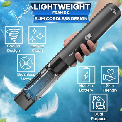 Cordless Vacuum Cleaner, Halostar Stick Vac, 20Kpa Strong Suction, Detachable Dust Cup, 4000mAh Vacuum Cleaner, 50-Min Decent Runtime for Vacuuming Hardwood Floors, Carpets, Upholstery, Rugs, or Hairs