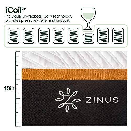 ZINUS 10 Inch Cooling Copper ADAPTIVE Pocket Spring Hybrid Mattress / Moisture Wicking Cover / Cooling Foam / Pocket Innersprings for Motion Isolation / Mattress-in-a-Box, Twin,Off-white