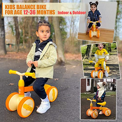 Peradix Baby Balance Bikes Adjustable for 1 Year Old Toddlers| Riding Toys for 10 Months Old Children Boys Girls | No Pedal Silent Wheels Infant Toddler Bicycle | Best First Birthday Gift (Yellow)