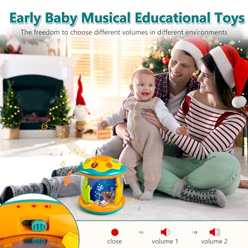MFEESYOB Baby Toys 6 to 12 Months - Musical Learning Infant Toys, Ocean Rotating Projector Light Up Toys for Toddlers 6+ Months, 1 2 3+ Years Old, Boys Girls Baby Toy for Climbing, Walking