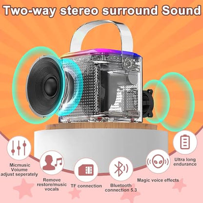 Mini Karaoke Machine for Kids - Portable Bluetooth Speaker, with 1 Wireless Microphone for Party Kids Birthday Gift, Suitable for 4 5 6 7 8 9 10 Years Old and Above Girls Birthday Gift