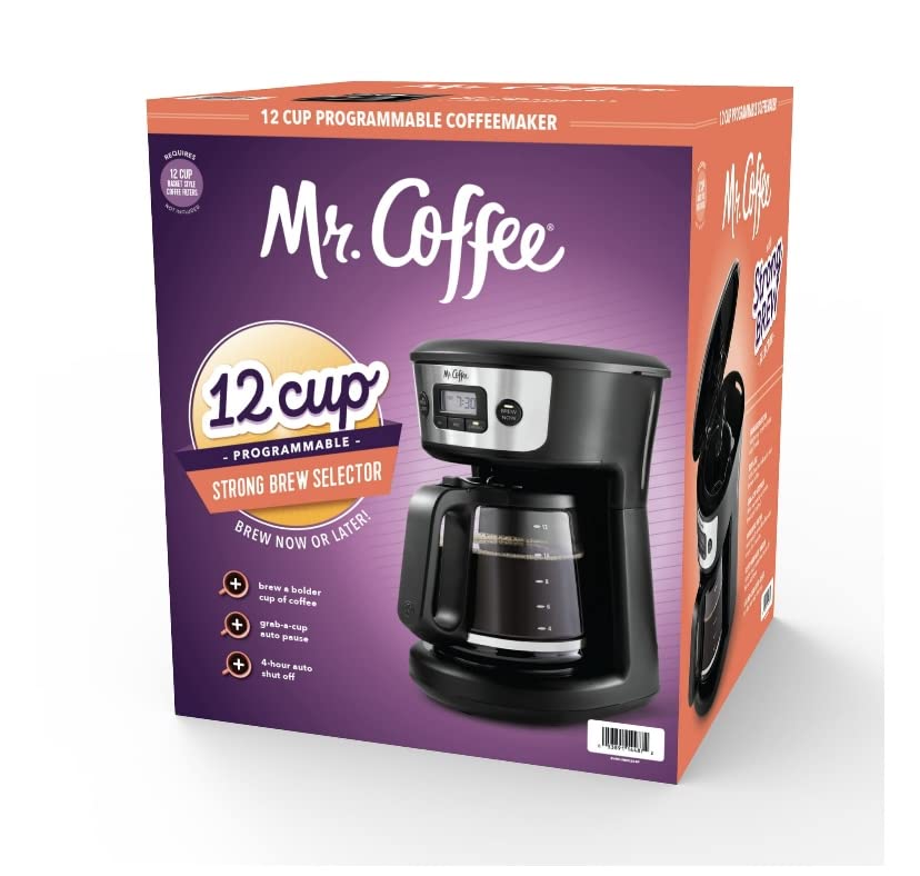 Mr. Coffee 12 cup strong brew programable coffee maker, black and silver