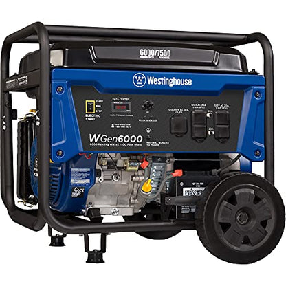 Westinghouse Outdoor Power Equipment 7500 Peak Watt Home Backup Portable Generator, Transfer Switch Ready 30A Outlet, Gas Powered, CARB Compliant