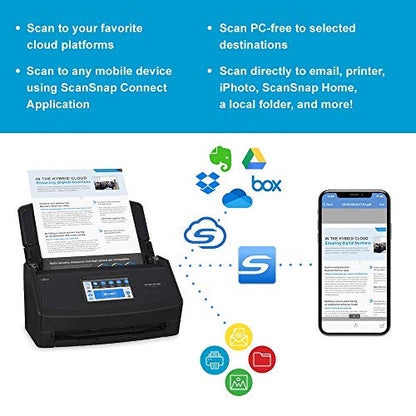 ScanSnap iX1600 Wireless or USB High-Speed Cloud Enabled Document, Photo & Receipt Scanner with Large Touchscreen and Auto Document Feeder for Mac or PC, Black