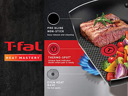 T-fal B037S264 Excite ProGlide Nonstick Thermo-Spot Heat Indicator Dishwasher Oven Safe 8 Inch and 10.5 Inch Fry Pan Cookware Set, 2-Piece, Blue