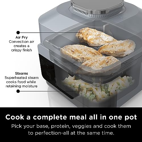 Ninja SF301 Speedi Rapid Cooker & Air Fryer, 6-Quart Capacity, 12-in-1 Functions to Steam, Bake, Roast, Sear, Sauté, Slow Cook, Sous Vide & More, 15-Minute Speedi Meals All In One Pot, Sea Salt Gray