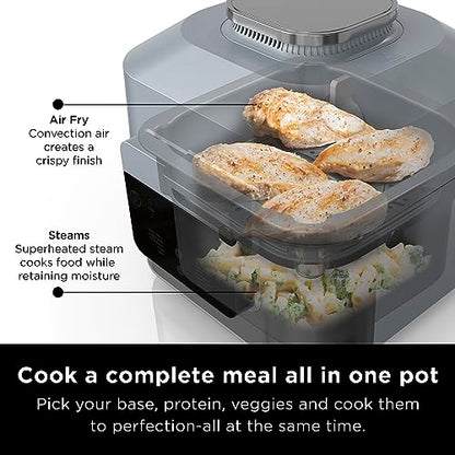Ninja SF301 Speedi Rapid Cooker & Air Fryer, 6-Quart Capacity, 12-in-1 Functions to Steam, Bake, Roast, Sear, Sauté, Slow Cook, Sous Vide & More, 15-Minute Speedi Meals All In One Pot, Sea Salt Gray