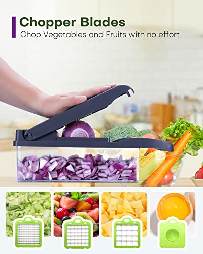 Vegetable Chopper 18-in-1 Veggie Choppers, Food Dicer Onion Chopper Vegetable Cutter Veggie Chopper with Egg Slicer, Food Choppers with Container for Salad Potato Tomato Carrot Garlic