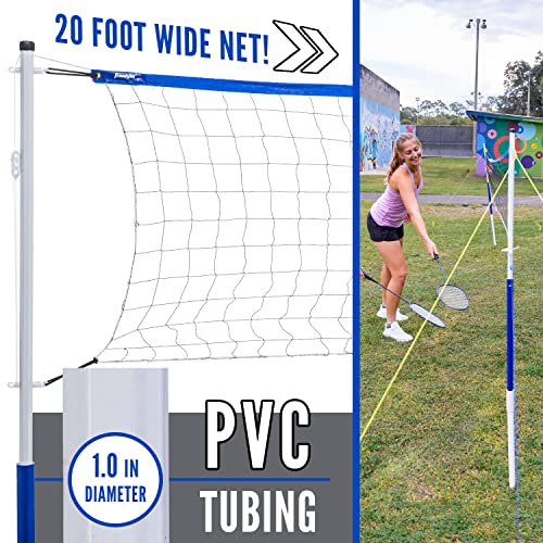 Franklin Sports Volleyball + Badminton Sets - Beach + Backyard Combo Complete Outdoor Lawn Game Set - Volleyball, Pump, Badminton Rackets, Birdies, Net + Poles Included