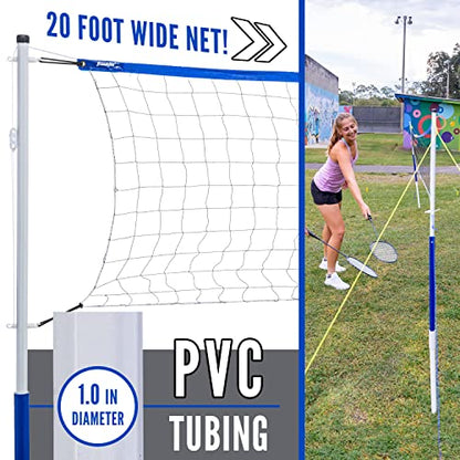 Franklin Sports Volleyball + Badminton Sets - Beach + Backyard Combo Complete Outdoor Lawn Game Set - Volleyball, Pump, Badminton Rackets, Birdies, Net + Poles Included