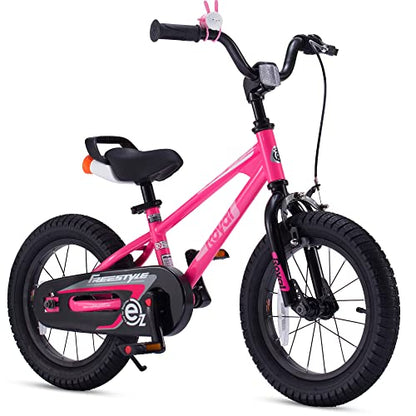 Royalbaby Freestyle EZ Kids Bike, Easy Learn Balancing to Biking, 14 Inch Balance & Pedal Bicycle, Instant Assembly Toddlers Boys Girls Ages 3-5 Years, 14" Pink
