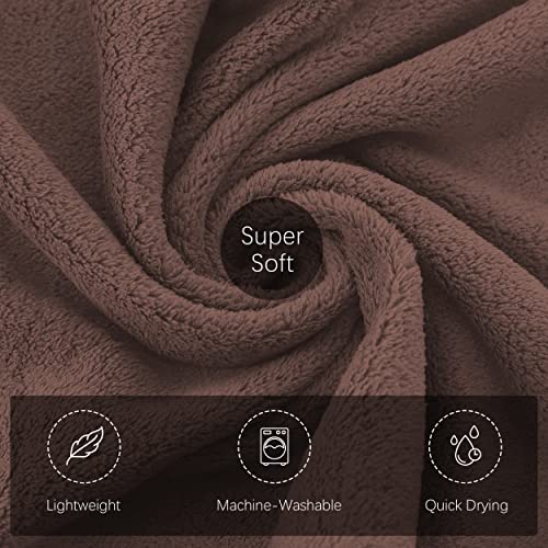 TENSTARS Silk Hemming Hand Towels for Bathroom - Quick Drying - Ultra Soft Microfiber Absorbent Towel for Bath Fitness, Gym, Shower, Hotel, and Spa - 16x28 Inch | Set of 6, Wood Brown