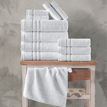 Hammam Linen White Hand Towels 4-Pack -16 x 29 Turkish Cotton Premium Quality Soft and Absorbent Small Towels for Bathroom