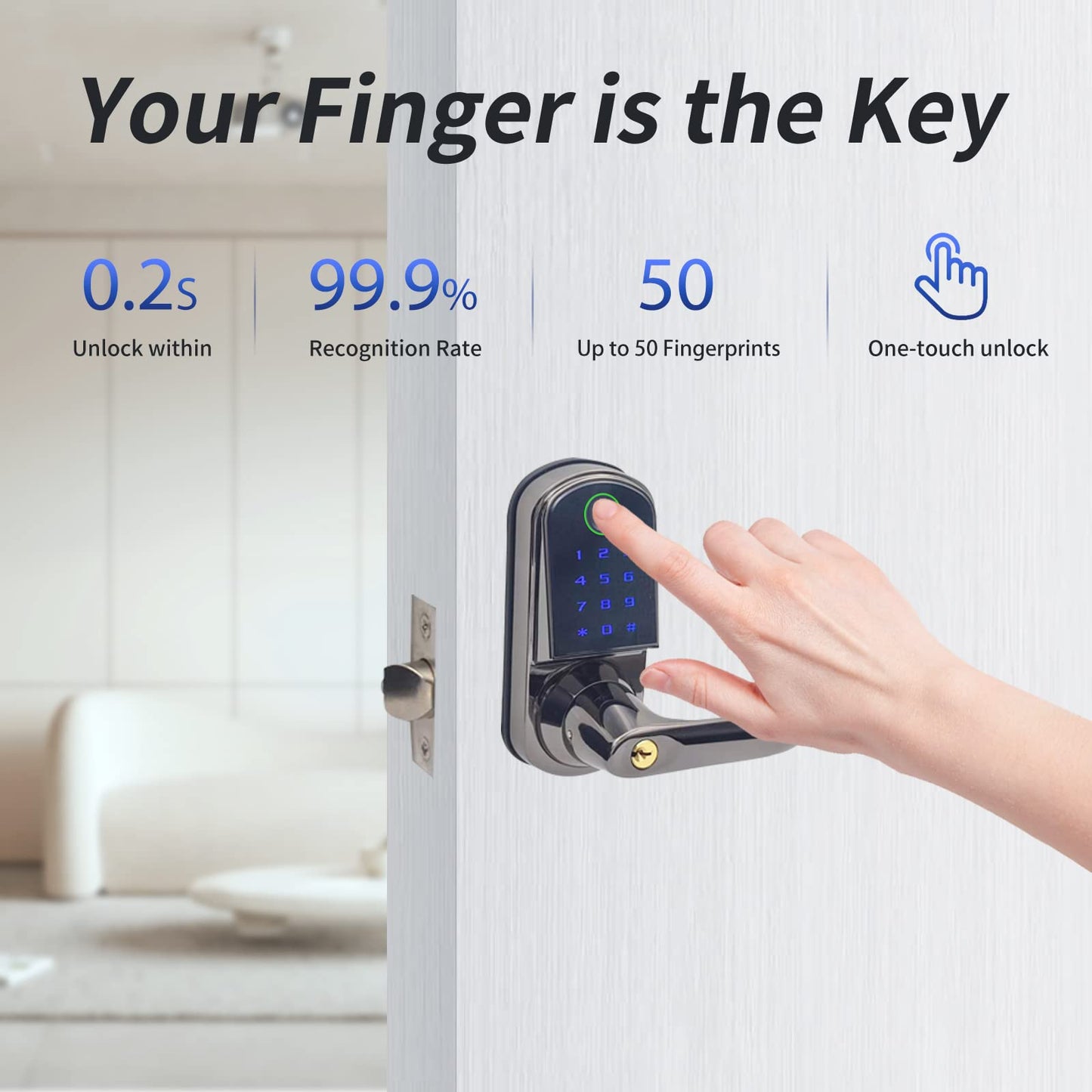 UPDATE: Congratulations To Those Who Scored 🎉 SOLD OUT!    MeSaidFamiy Smart Fingerprint Handle Locks, Keyless Entry Door Locks for Front Door/Bedroom/Office with Passcode/APP/Card/Biometric(Right Hand)