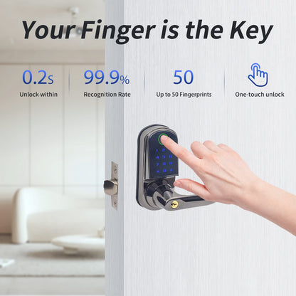 UPDATE: Congratulations To Those Who Scored 🎉 SOLD OUT!    MeSaidFamiy Smart Fingerprint Handle Locks, Keyless Entry Door Locks for Front Door/Bedroom/Office with Passcode/APP/Card/Biometric(Right Hand)