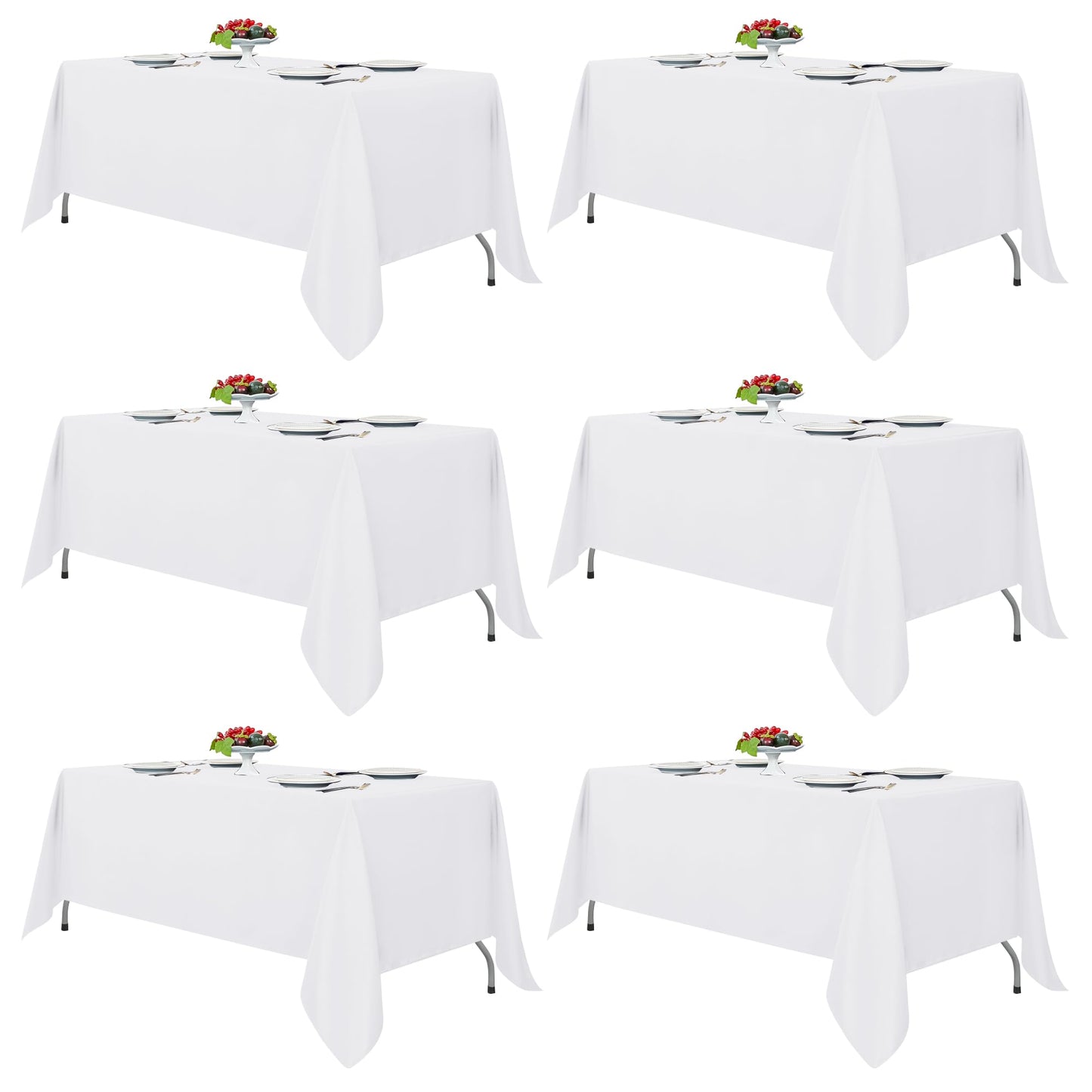 UPDATE: DEAD! Fitable White Tablecloths for Rectangle Tables, 6 Pack - 70 x 120 Inches - Reusable and Washable Table Clothes for 6-8 Ft Tables, Polyester Fabric Table Covers for Wedding, Party, Banquet
