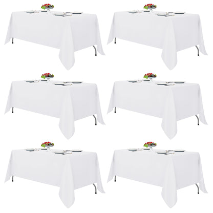 UPDATE: DEAD! Fitable White Tablecloths for Rectangle Tables, 6 Pack - 70 x 120 Inches - Reusable and Washable Table Clothes for 6-8 Ft Tables, Polyester Fabric Table Covers for Wedding, Party, Banquet