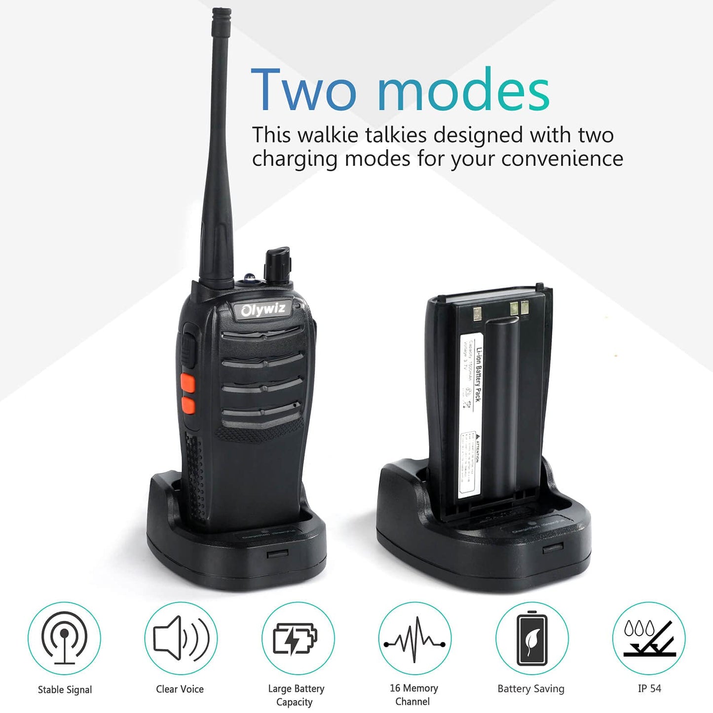 Olywiz Walkie Talkies GMRS Radio for Adults Long Range Rechargeable 2 Way Radio with Flashlight for School Business Family 2 Pack