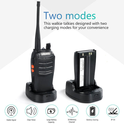 Olywiz Walkie Talkies GMRS Radio for Adults Long Range Rechargeable 2 Way Radio with Flashlight for School Business Family 2 Pack