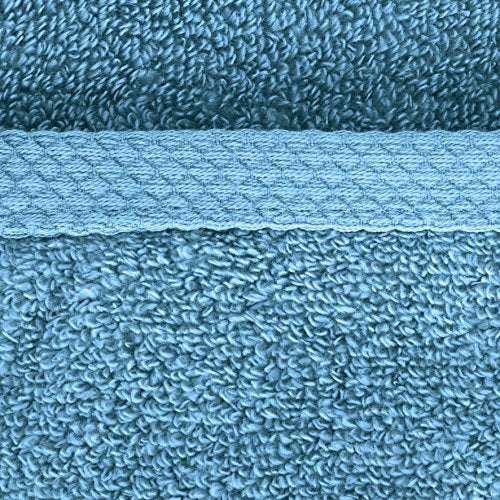 Amazon Basics Quick-Dry Towels - 100% Cotton, 3-Piece Set, Lake Blue
